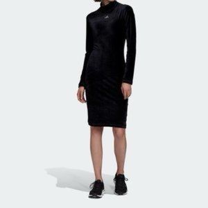 Adidas Sportswear Women's Black Turtleneck Velour Comfy Dress